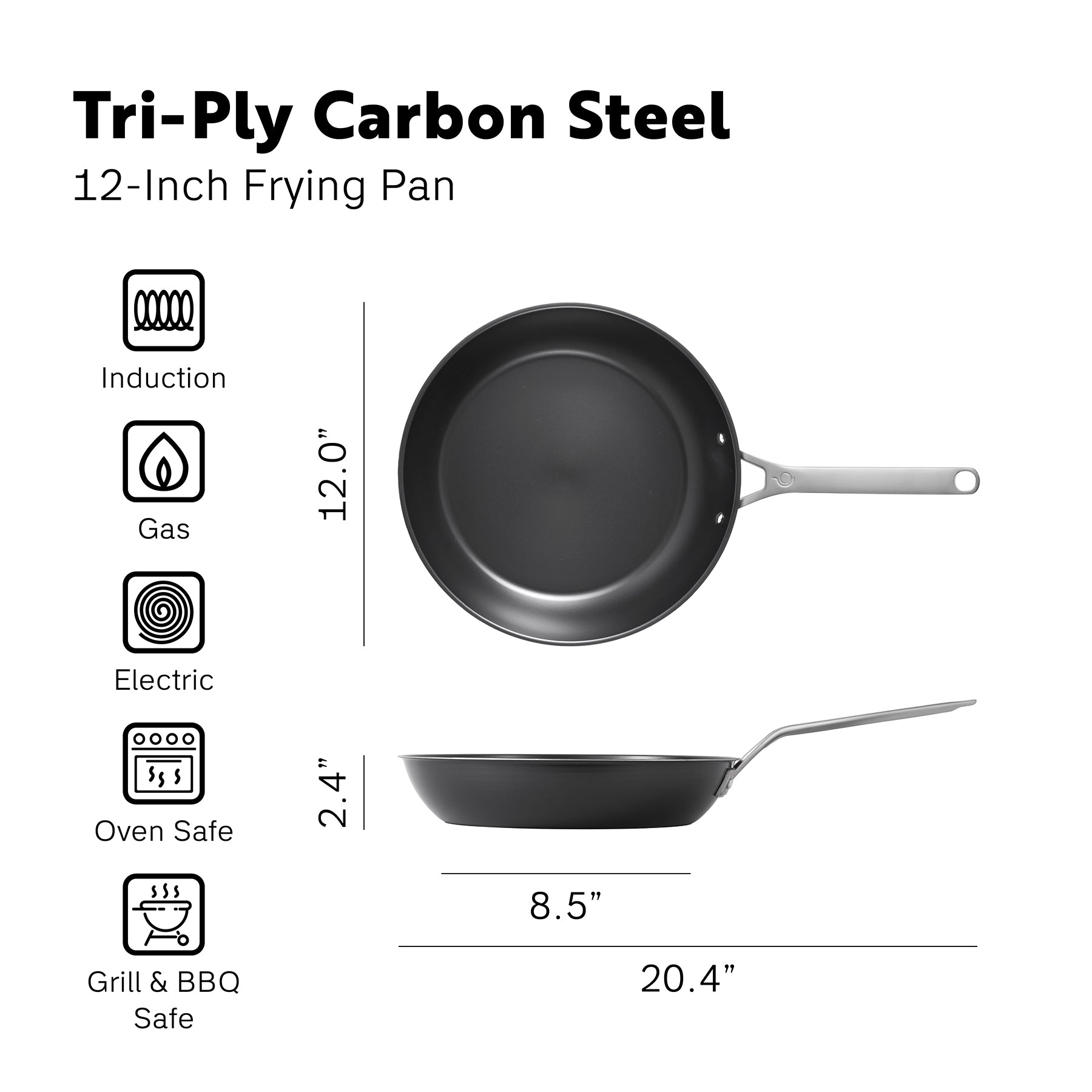 Tri-Ply Carbon Steel 
12-Inch Frying Pan