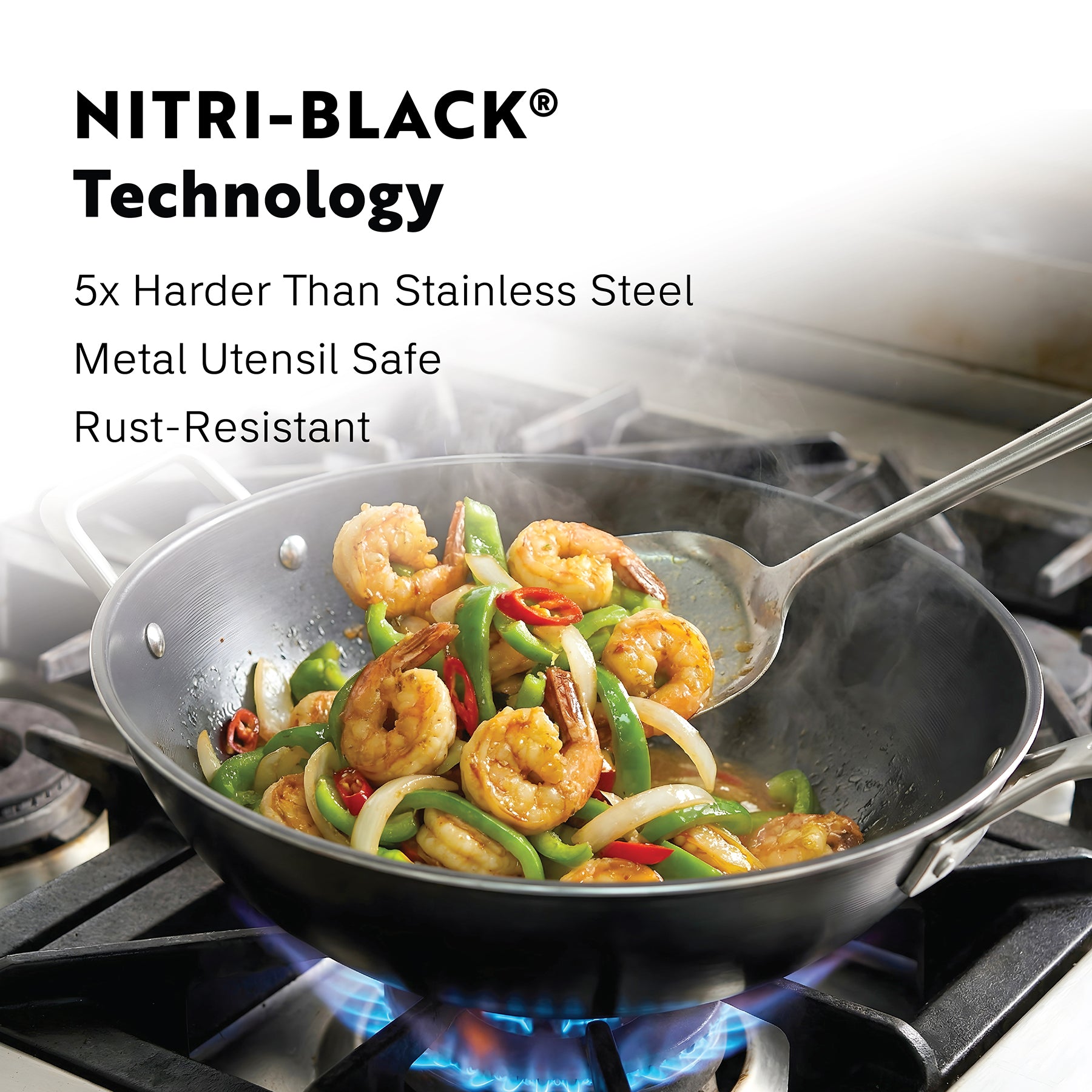 Tri-Ply Carbon Steel 
13-Inch Wok with Helper Handle