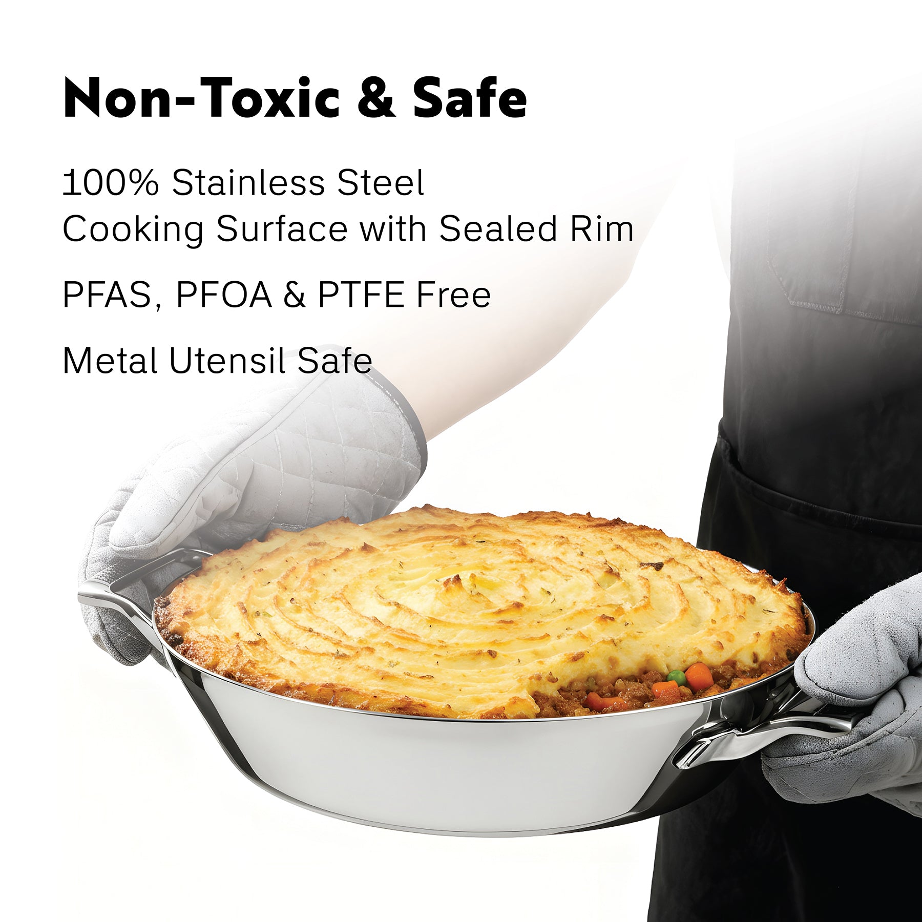 Tri-Ply Stainless Steel 12-Inch Everyday Pan with Glass Lid