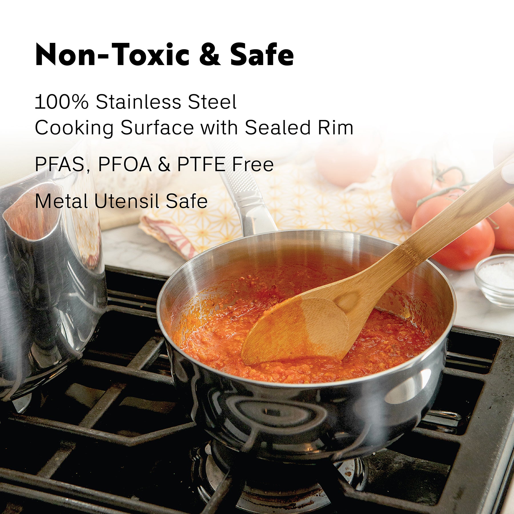 Tri-Ply Stainless Steel 
2-Quart Chef Pan with Glass Lid