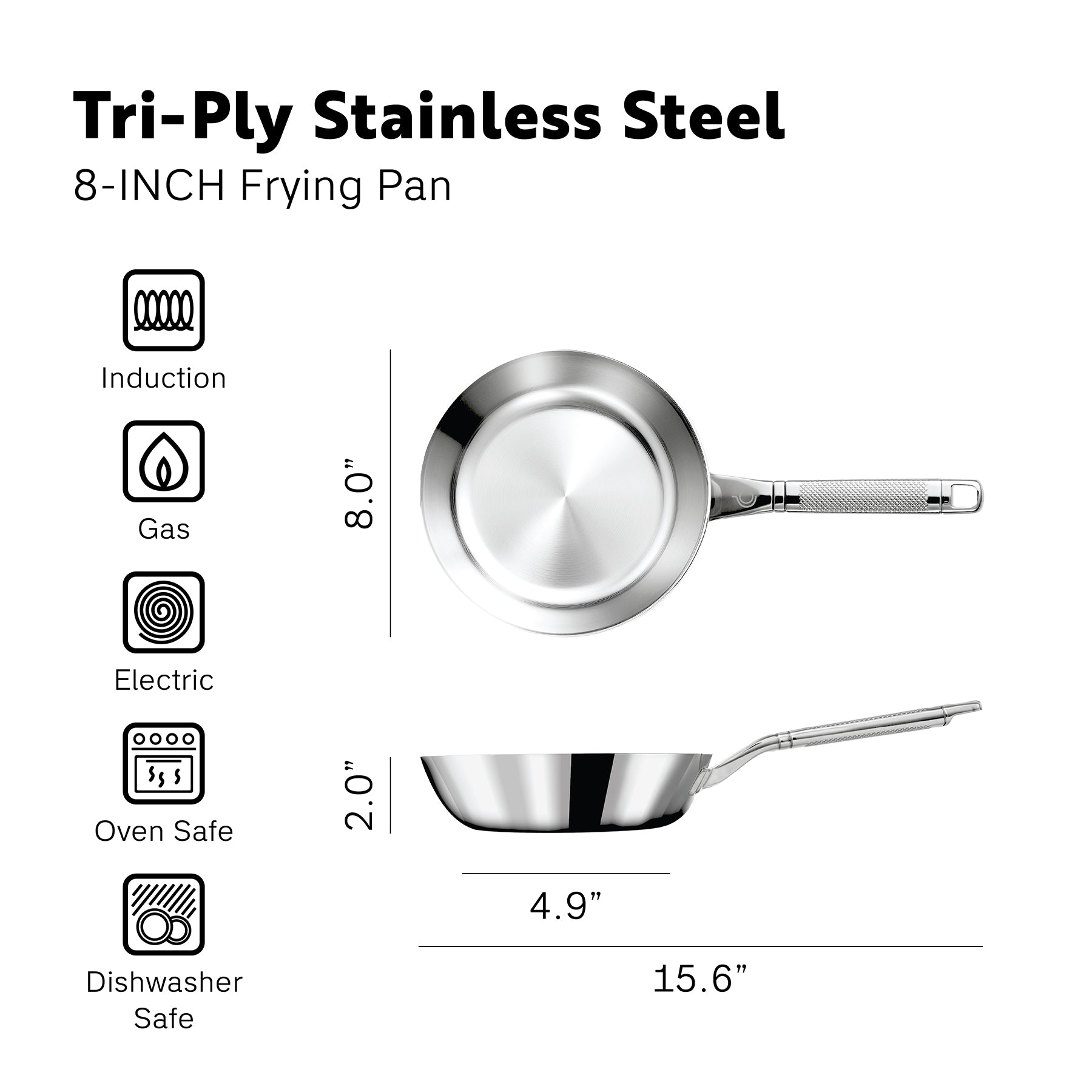 Tri-Ply Stainless Steel 
8-Inch Frying Pan